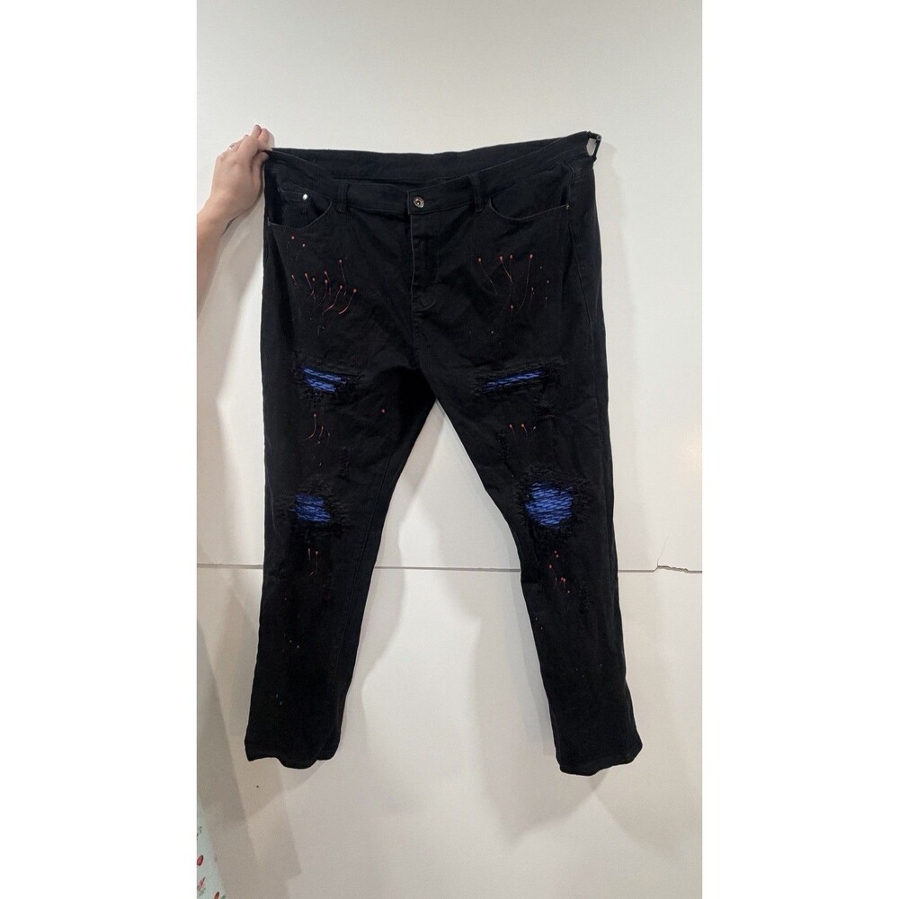 Cool Paint Splatter And Ripped Jeans Size 42 Handmade